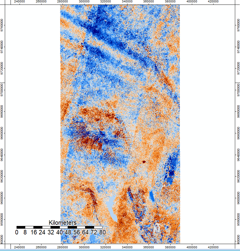 (ASTER DEM) - (SRTM DEM)